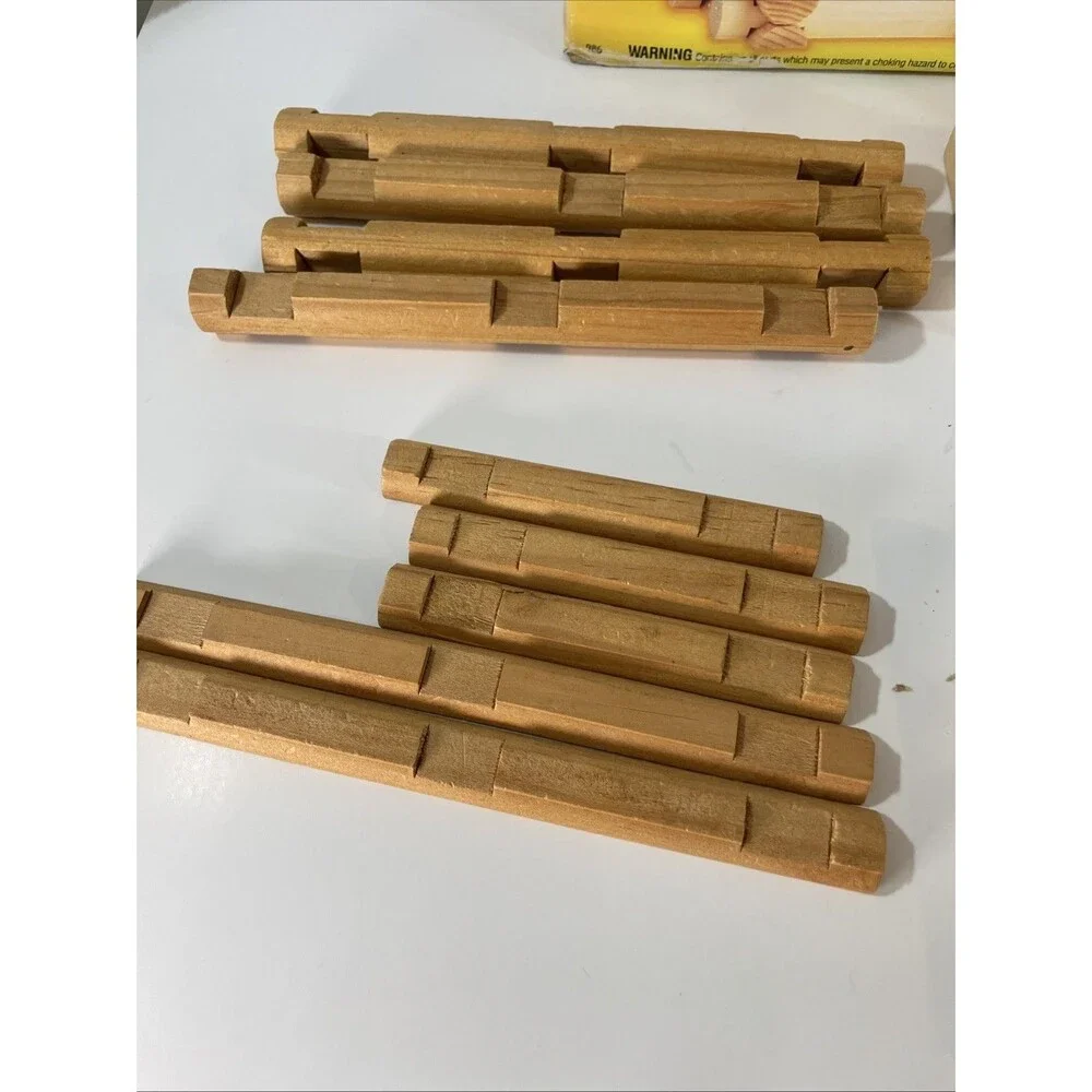 Playskool Lincoln Logs Fort Wooden Building Set w/ Box & Instructions INCOMPLETE